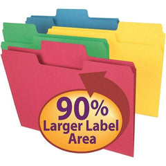 SMEAD - 11-5/8 x 9-1/2", Letter Size, Assorted Colors, File Folders with Top Tab - 11 Point Stock, Assorted Tab Cut Location - Eagle Tool & Supply