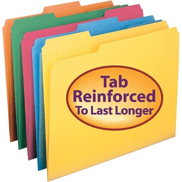 SMEAD - 11-5/8 x 9-1/2", Letter Size, Assorted Colors, File Folders with Top Tab - 11 Point Stock, Assorted Tab Cut Location - Eagle Tool & Supply
