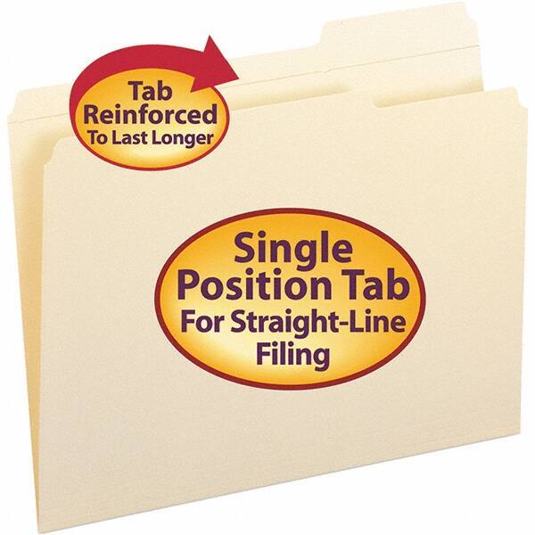 SMEAD - 11-5/8 x 9-1/2", Letter Size, Manila, File Folders with Top Tab - 11 Point Stock, Assorted Tab Cut Location - Eagle Tool & Supply