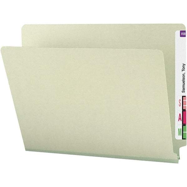 SMEAD - 12-1/4 x 9-1/2", Letter Size, Gray-Green, File Folders with End Tab - 25 Point Stock, Straight Tab Cut Location - Eagle Tool & Supply