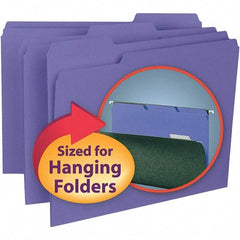 SMEAD - 11-5/8 x 9-3/16", Letter Size, Purple, File Folders with Top Tab - 11 Point Stock, Assorted Tab Cut Location - Eagle Tool & Supply