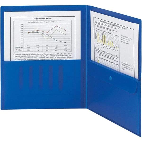 SMEAD - 11 x 8-1/2", Letter Size, Blue, Two Pocket Folder - Eagle Tool & Supply