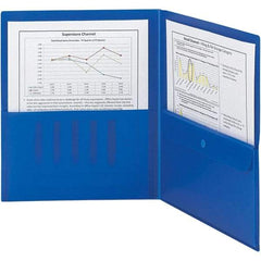 SMEAD - 11 x 8-1/2", Letter Size, Blue, Two Pocket Folder - Eagle Tool & Supply