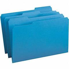 SMEAD - 14-3/4 x 9-1/2", Legal, Blue, File Folders with Top Tab - 11 Point Stock, Assorted Tab Cut Location - Eagle Tool & Supply