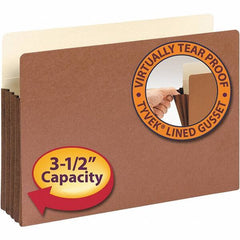 SMEAD - 14-3/4 x 9-1/2", Legal, Redrope, 3-1/2" Expanding Wallet - 11 Point Stock, Straight Tab Cut Location - Eagle Tool & Supply