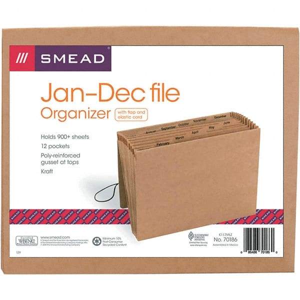 SMEAD - 12 x 10", Letter Size, Kraft, Expansion Folders - Assorted Tab Cut Location - Eagle Tool & Supply