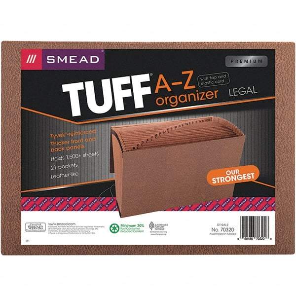 SMEAD - 15 x 10", Legal, Redrope, A-Z Indexed Expanding Files - Assorted Tab Cut Location - Eagle Tool & Supply