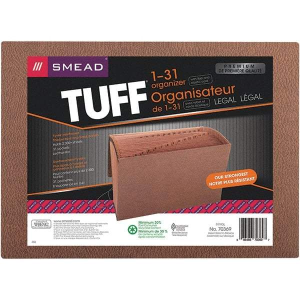 SMEAD - 15 x 10", Legal, Redrope, 1-31 Indexed Expanding Files - Assorted Tab Cut Location - Eagle Tool & Supply