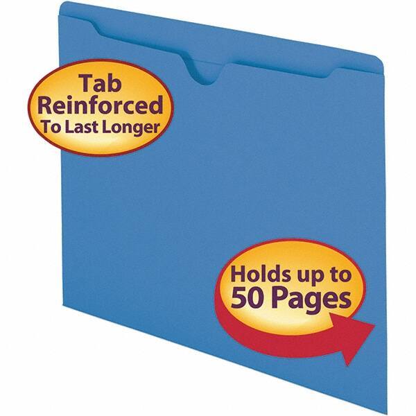 SMEAD - 11-3/4 x 9-1/2", Letter Size, Blue, File Folders with Top Tab - 11 Point Stock, Straight Tab Cut Location - Eagle Tool & Supply