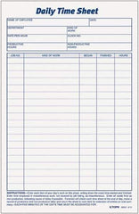 TOPS - 5-1/2" High x 8-1/2" Wide Daily Time & Job Sheets - Gray, White, Use with Manual Entries - Eagle Tool & Supply