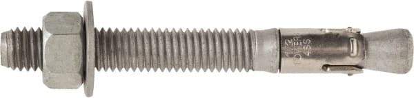 Powers Fasteners - 3/4" Diam, 3/4" Drill, 7" OAL, 1-1/2" Min Embedment Wedge Expansion Concrete Anchor - 1035 Carbon Steel, Hot Dipped Galvanized Finish, Hex Nut Head, Hex Drive, 4-5/8" Thread Length - Eagle Tool & Supply