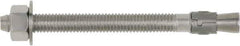 Powers Fasteners - 3/4" Diam, 3/4" Drill, 6-1/4" OAL, 3-3/8" Min Embedment Wedge Expansion Concrete Anchor - 316 Stainless Steel, Hex Head, Hex Drive, 4-3/8" Thread Length - Eagle Tool & Supply