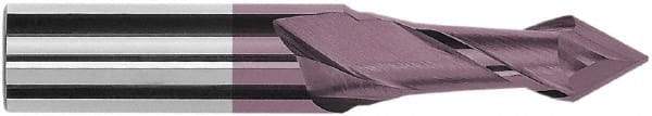 Magafor - 2mm Diam, 0.16" LOC, 2 Flute, 60° Point Angle, Solid Carbide Drill Mill - Hard'X Finish, 1-1/2" OAL, 0.118" Shank Diam - Eagle Tool & Supply