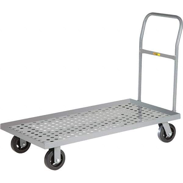 Little Giant - 1,600 Lb Capacity Steel Platform Truck - Steel Deck, 24" OAW, 48" Platform Length, Mold On Rubber Casters - Eagle Tool & Supply