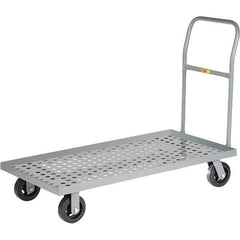 Little Giant - 1,600 Lb Capacity Steel Platform Truck - Steel Deck, 24" OAW, 48" Platform Length, Mold On Rubber Casters - Eagle Tool & Supply