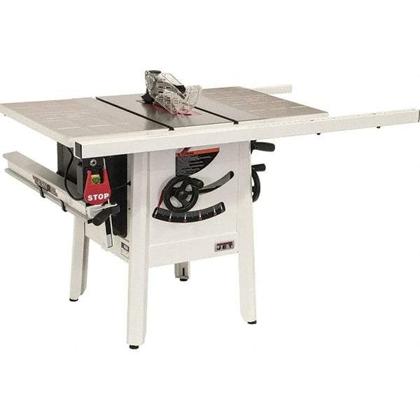 Jet - 10" Blade Diam, 5/8" Arbor Diam, 1 Phase Table Saw - 1-3/4 hp, 27" Wide, 115 Volt, 3-1/8" Cutting Depth - Eagle Tool & Supply