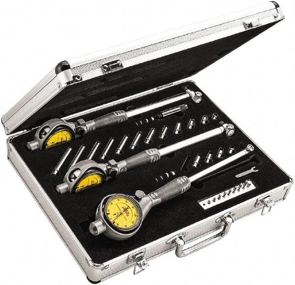 Starrett - 50" to 160" Dial Bore Gage Set - 0.01mm Graduation, 300" Gage, Hardened Tool Steel - Eagle Tool & Supply