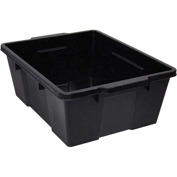 Quantum Storage - 50 Lb Load Capacity Black Polypropylene Tote Container - Stacking, Nesting, 7.8" Long x 15.9" Wide x 21" High - Eagle Tool & Supply