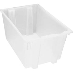 Quantum Storage - 100 Lb Load Capacity Clear Polypropylene Tote Container - Stacking, Nesting, 15" Long x 19-1/2" Wide x 29" High - Eagle Tool & Supply