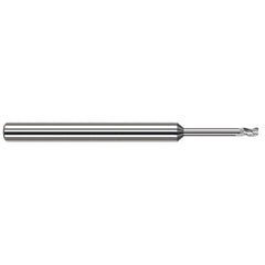 Corner Radius End Mill: 1/4″ Dia, 3/8″ LOC, 0.01″ Radius, 3 Flutes, Solid Carbide 4″ OAL, 1/4″ Shank Dia, 42 ° Helix, Bright/Uncoated, Corner Radius End