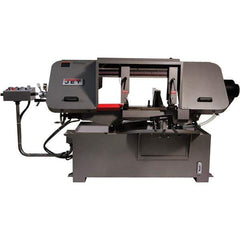 Jet - 19-1/4 x 4" Max Capacity, Semi-Automatic Variable Speed Pulley Horizontal Bandsaw - 90 to 370 SFPM Blade Speed, 230/460 Volts, 45 & 90°, 3 hp, 3 Phase - Eagle Tool & Supply