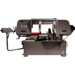 Jet - 19-1/4 x 4" Max Capacity, Semi-Automatic Variable Speed Pulley Horizontal Bandsaw - 90 to 370 SFPM Blade Speed, 230/460 Volts, 45 & 90°, 3 hp, 3 Phase - Eagle Tool & Supply