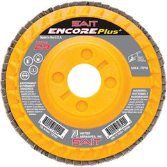 Sait - 36 Grit, 4-1/2" Disc Diam, 7/8" Center Hole, Type 29 Zirconia Alumina Flap Disc - 13,300 Max RPM, Plastic Backing, Arbor Attaching System, Coated - Eagle Tool & Supply