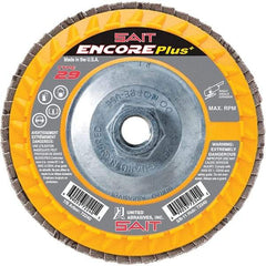 Sait - 80 Grit, 4-1/2" Disc Diam, 5/8-11 Center Hole, Type 29 Zirconia Alumina Flap Disc - 13,300 Max RPM, Plastic Backing, Arbor Attaching System, Coated - Eagle Tool & Supply