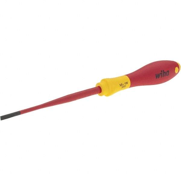 Wiha - 3.5mm Blade Width, Slotted Screwdriver - 100mm Blade Length, Impact & Chemical Resistant Handle - Eagle Tool & Supply