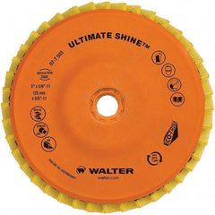 WALTER Surface Technologies - 5" Disc Diam, 5/8-11 Center Hole, Type 27 Aluminum Oxide Flap Disc - 7,300 Max RPM, Cloth Backing, Arbor Attaching System, Non-Woven - Eagle Tool & Supply