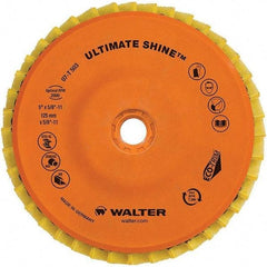 WALTER Surface Technologies - 4-1/2" Disc Diam, 5/8-11 Center Hole, Type 27 Aluminum Oxide Flap Disc - 7,300 Max RPM, Cloth Backing, Arbor Attaching System, Non-Woven - Eagle Tool & Supply