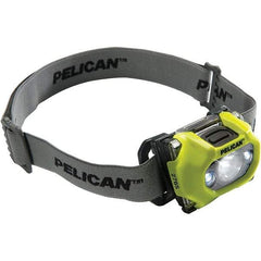 Pelican Products, Inc. - White LED Bulb, 155 Lumens, Hands-free Flashlight - Yellow Polycarbonate Body, 3 AAA Alkaline Batteries Included - Eagle Tool & Supply