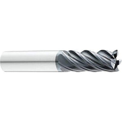 SGS - 5/16", 5/8" LOC, 5/16" Shank Diam, 2-1/2" OAL, 5 Flute, Solid Carbide Square End Mill - Single End, AlTiN Finish, Spiral Flute, 37° Helix, Centercutting, Right Hand Cut, Right Hand Flute, Series Z5S - Eagle Tool & Supply