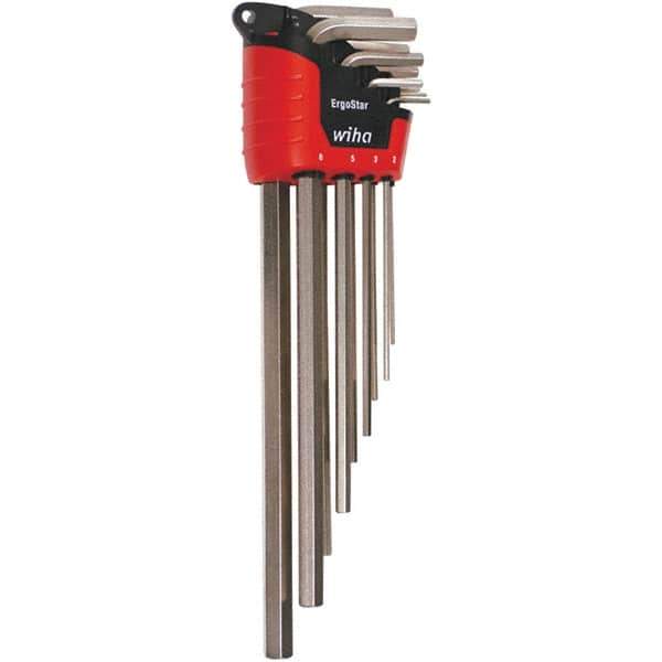 Wiha - 9 Piece, L-Key Long Arm Hex Key Set - 1.5 to 10mm Range, Nickel Plated - Eagle Tool & Supply