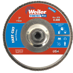 ‎7″ Vortec Pro Abrasive Flap Disc, Angled, Aluminum Backing, 40Z, 5/8″-11 UNC Nut - Eagle Tool & Supply