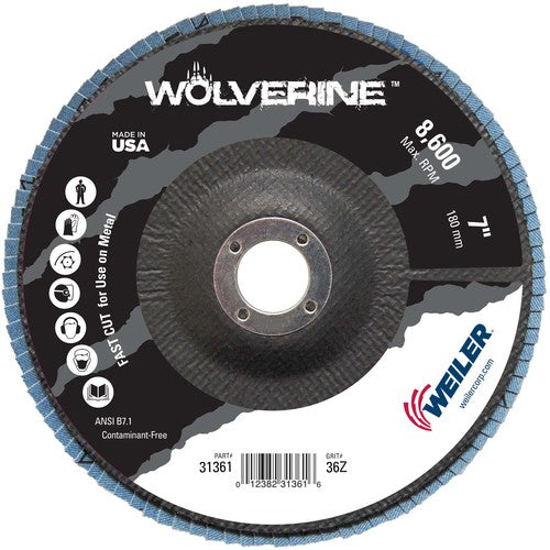 7″ Vortec Pro Abrasive Flap Disc, Angled, Phenolic Backing, 36Z, 7/8″ Arbor Hole - Eagle Tool & Supply