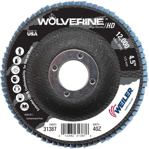 4 1/2″ - 7/8″ - 40 Grit - T29 Zirconium Wolverine Fast Cut Flap Disc - Eagle Tool & Supply