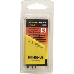 Bondhus - 5 Piece, L-Key Hex Key Set - .028 to 5/64" Range, Protanium Steel - Eagle Tool & Supply