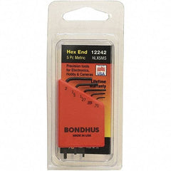 Bondhus - 5 Piece, L-Key Hex Key Set - 0.71 to 2mm Range, Protanium Steel - Eagle Tool & Supply