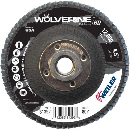 4-1/2″ Vortec Pro High Density Abrasive Flap Disc, Flat, Phenolic Backing, 80Z, 5/8″-11 UNC Nut - Eagle Tool & Supply