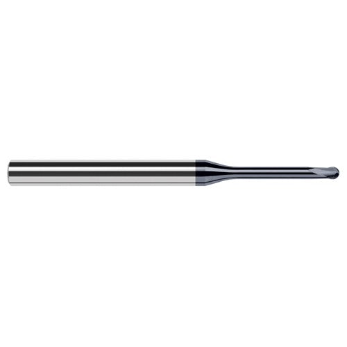 1/4″ Dia. × 1/4″ Shank × 0.2″ DOC × 4″ OAL, Carbide AlTiN, 2 Flute, Ballnose End Mill - Exact Industrial Supply