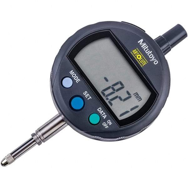 Mitutoyo - 0 to 12.7mm Range, 0.001mm Graduation, Electronic Drop Inidicator - Flat Back, 0.02mm Accuracy, LCD Display, Metric - Eagle Tool & Supply