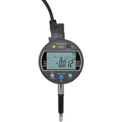 Mitutoyo - 0 to 1/2" Range, 0.00005, 0.0001 & 0.0005" Graduation, Electronic Drop Inidicator - Flat Back, 0.0001" Accuracy, LCD Display, Inch & Metric - Eagle Tool & Supply