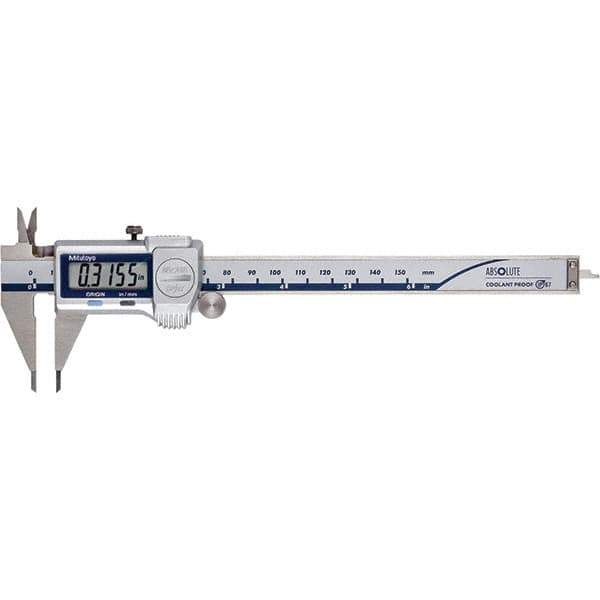 Mitutoyo - 0 to 6" Range 0.01mm Resolution, Electronic Caliper - Steel with 40mm Steel Jaws, 0.001" Accuracy, SPC Output - Eagle Tool & Supply