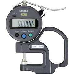 Mitutoyo - 0mm to 12mm Measurement, 0.01mm Resolution Electronic Thickness Gage - Accurate up to 0.001", 1.5 N Measuring Force - Eagle Tool & Supply