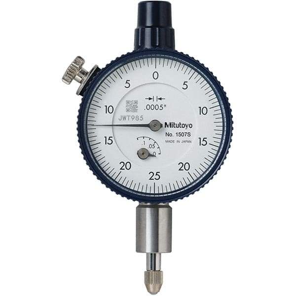 Mitutoyo - 1/8" Range, 0-25-0 Dial Reading, 0.0005" Graduation Dial Drop Indicator - 40mm Dial, 0.05" Range per Revolution, 0.0005" Accuracy, Revolution Counter - Eagle Tool & Supply