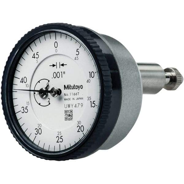 Mitutoyo - 0.2" Range, 0-50 Dial Reading, 0.001" Graduation Dial Drop Indicator - 40mm Dial, 1/2" Range per Revolution, 0.001" Accuracy, Revolution Counter - Eagle Tool & Supply