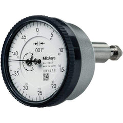 Mitutoyo - 0.2" Range, 0-50 Dial Reading, 0.001" Graduation Dial Drop Indicator - 40mm Dial, 1/2" Range per Revolution, 0.001" Accuracy, Revolution Counter - Eagle Tool & Supply