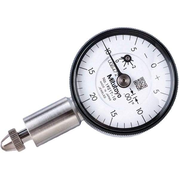 Mitutoyo - 0.1" Range, 0-20-0 Dial Reading, 0.001" Graduation Dial Drop Indicator - 1.22" Dial, 0.04" Range per Revolution, 0.001" Accuracy, Revolution Counter - Eagle Tool & Supply