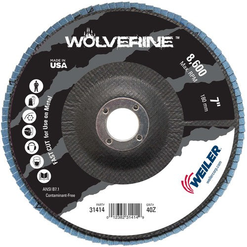 7″ Vortec Pro Abrasive Flap Disc, Flat, Phenolic Backing, 40Z, 7/8″ Arbor Hole - Eagle Tool & Supply